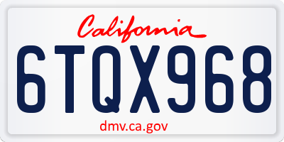 CA license plate 6TQX968