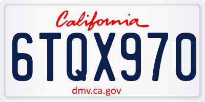 CA license plate 6TQX970