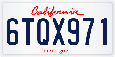 CA license plate 6TQX971
