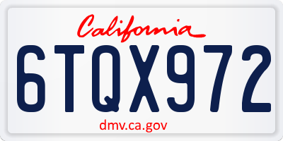 CA license plate 6TQX972