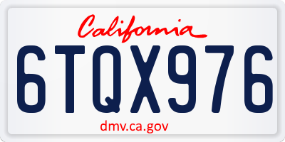 CA license plate 6TQX976