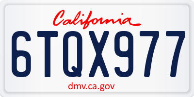 CA license plate 6TQX977