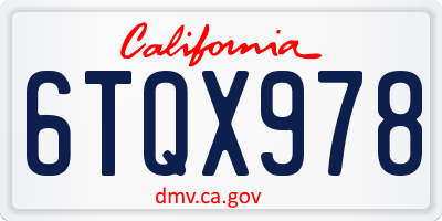 CA license plate 6TQX978