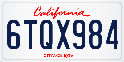 CA license plate 6TQX984