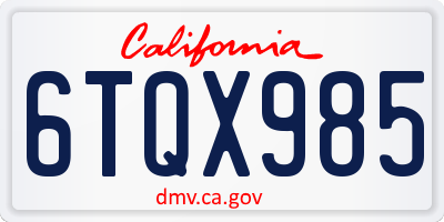 CA license plate 6TQX985