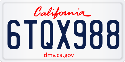 CA license plate 6TQX988