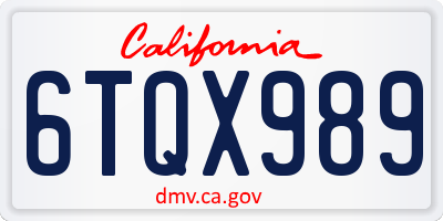 CA license plate 6TQX989