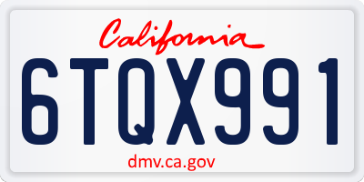 CA license plate 6TQX991