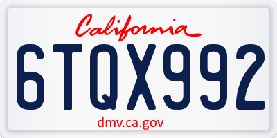 CA license plate 6TQX992