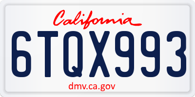 CA license plate 6TQX993