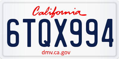 CA license plate 6TQX994