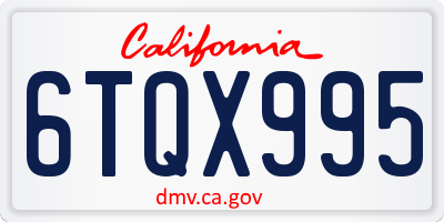 CA license plate 6TQX995