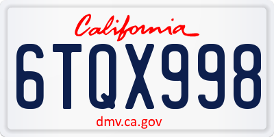 CA license plate 6TQX998