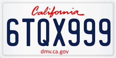CA license plate 6TQX999