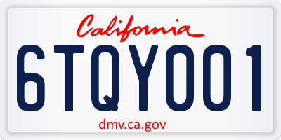 CA license plate 6TQY001