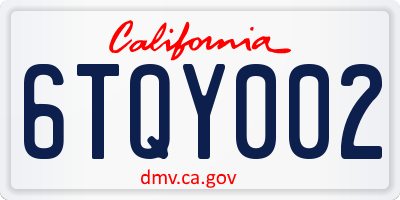 CA license plate 6TQY002