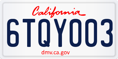 CA license plate 6TQY003