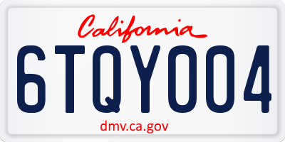 CA license plate 6TQY004