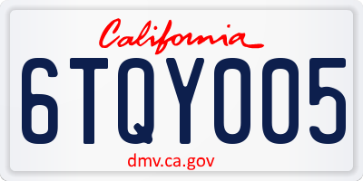 CA license plate 6TQY005