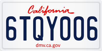CA license plate 6TQY006