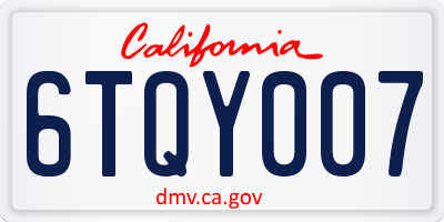 CA license plate 6TQY007