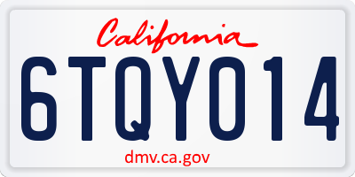 CA license plate 6TQY014