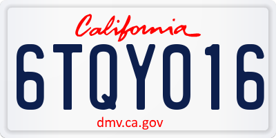 CA license plate 6TQY016
