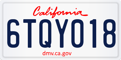 CA license plate 6TQY018