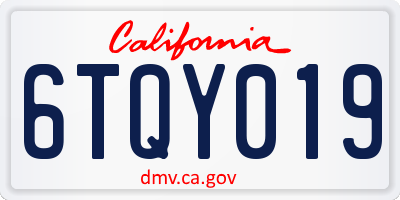 CA license plate 6TQY019