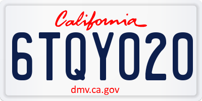 CA license plate 6TQY020