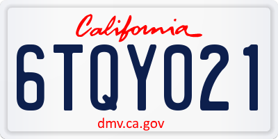 CA license plate 6TQY021