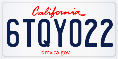 CA license plate 6TQY022