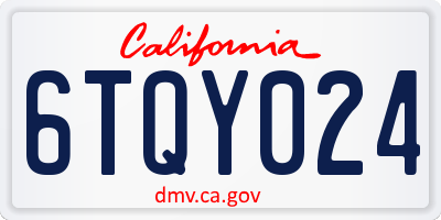 CA license plate 6TQY024