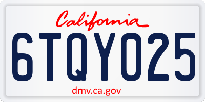 CA license plate 6TQY025