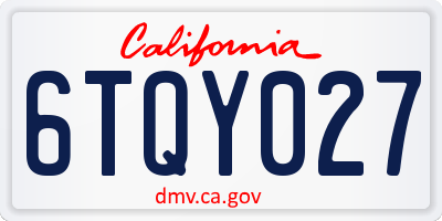 CA license plate 6TQY027