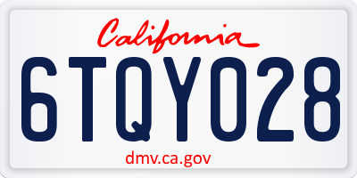 CA license plate 6TQY028