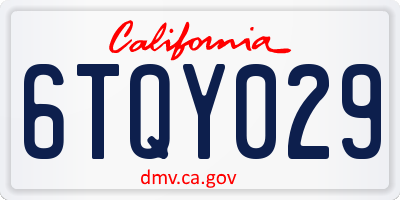 CA license plate 6TQY029