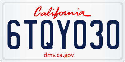 CA license plate 6TQY030