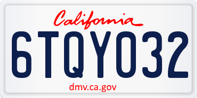 CA license plate 6TQY032