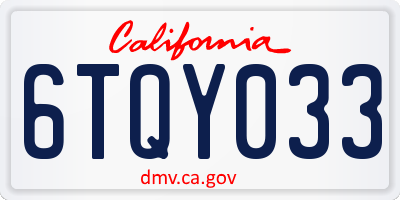 CA license plate 6TQY033