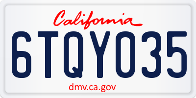 CA license plate 6TQY035
