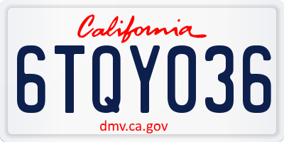 CA license plate 6TQY036