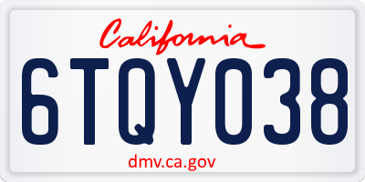 CA license plate 6TQY038