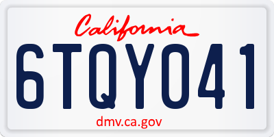 CA license plate 6TQY041