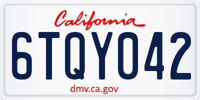 CA license plate 6TQY042