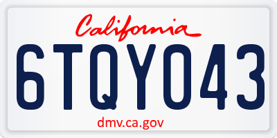 CA license plate 6TQY043