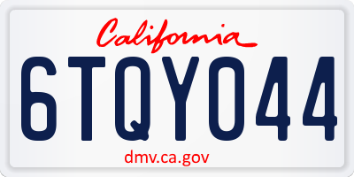 CA license plate 6TQY044