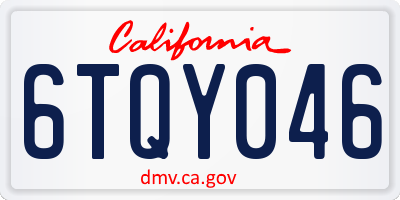 CA license plate 6TQY046