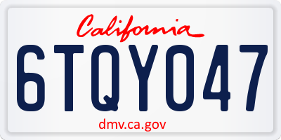 CA license plate 6TQY047