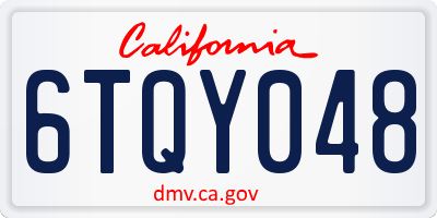 CA license plate 6TQY048